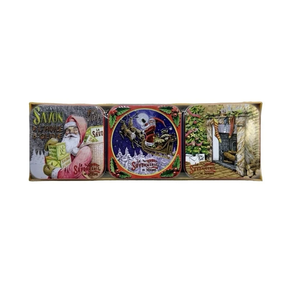 LA SAVONNERIE DE NYONS HOLIDAY SOAP (3 TINS) 3.5 OZ MADE IN‎ FRANCE
